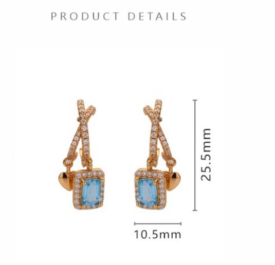 S925 Sterling Silver Natural Gemstone Cube Stud Earrings